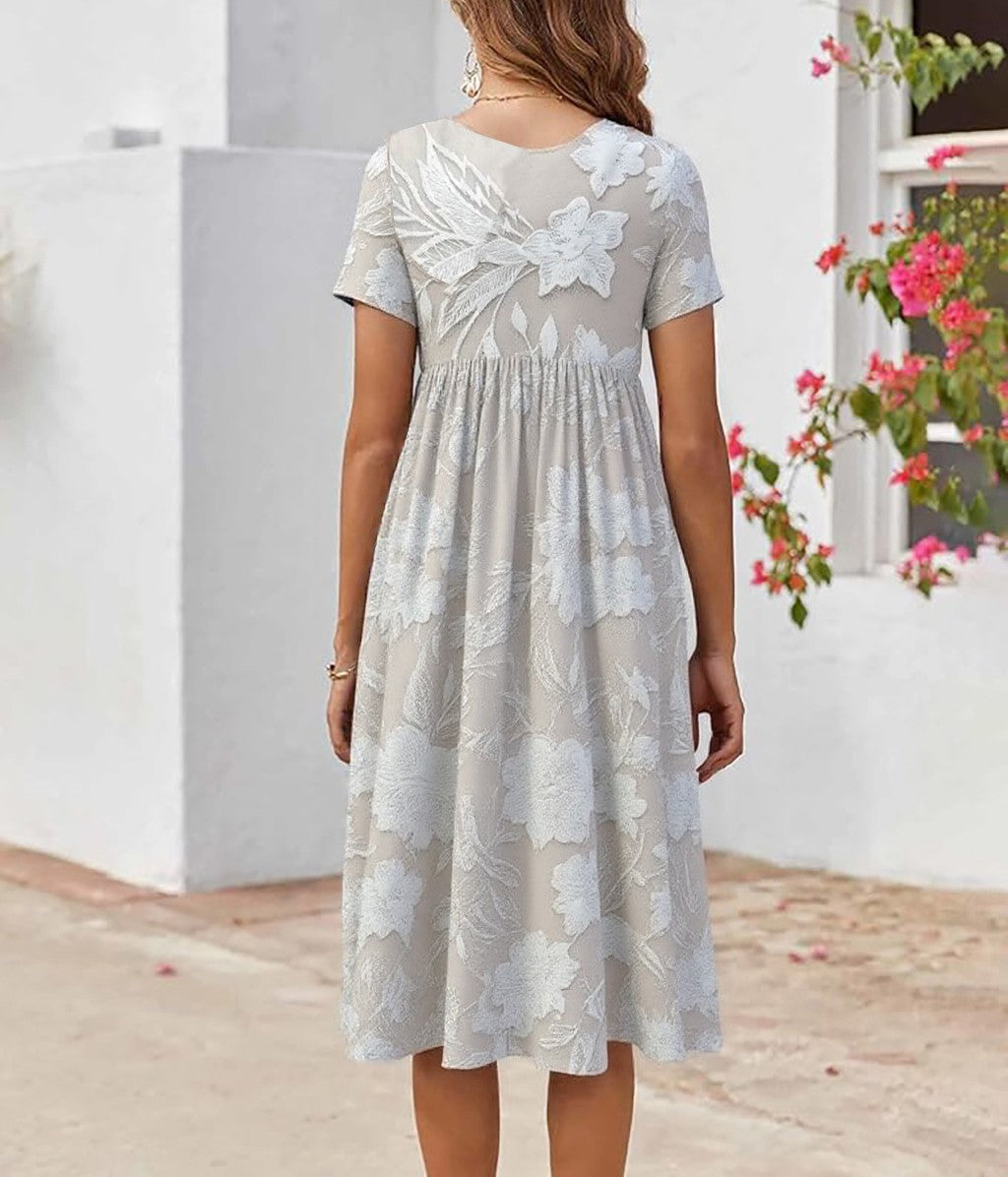 Maëlle – Abito Midi Classico con Stampato e Tasche Laterales