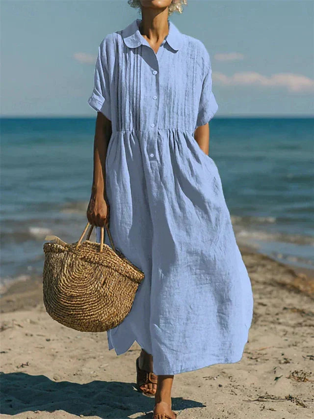 Abito chemisier Midi in Cotone Fluido - Eleganza Casual per donna
