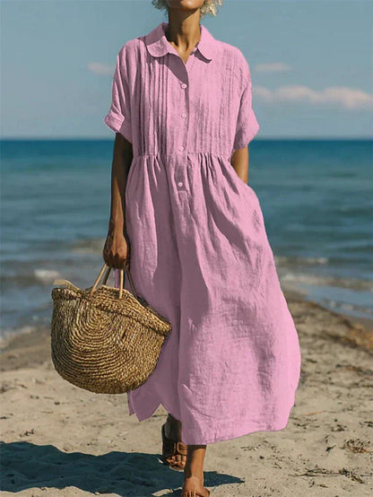 Abito chemisier Midi in Cotone Fluido - Eleganza Casual per donna