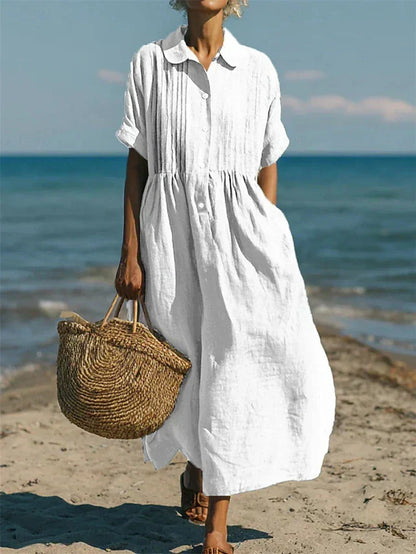 Abito chemisier Midi in Cotone Fluido - Eleganza Casual per donna