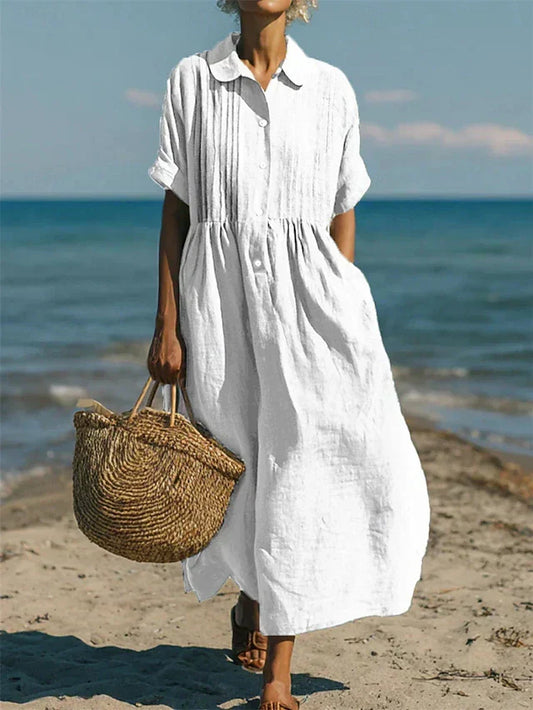 Abito chemisier Midi in Cotone Fluido - Eleganza Casual per donna