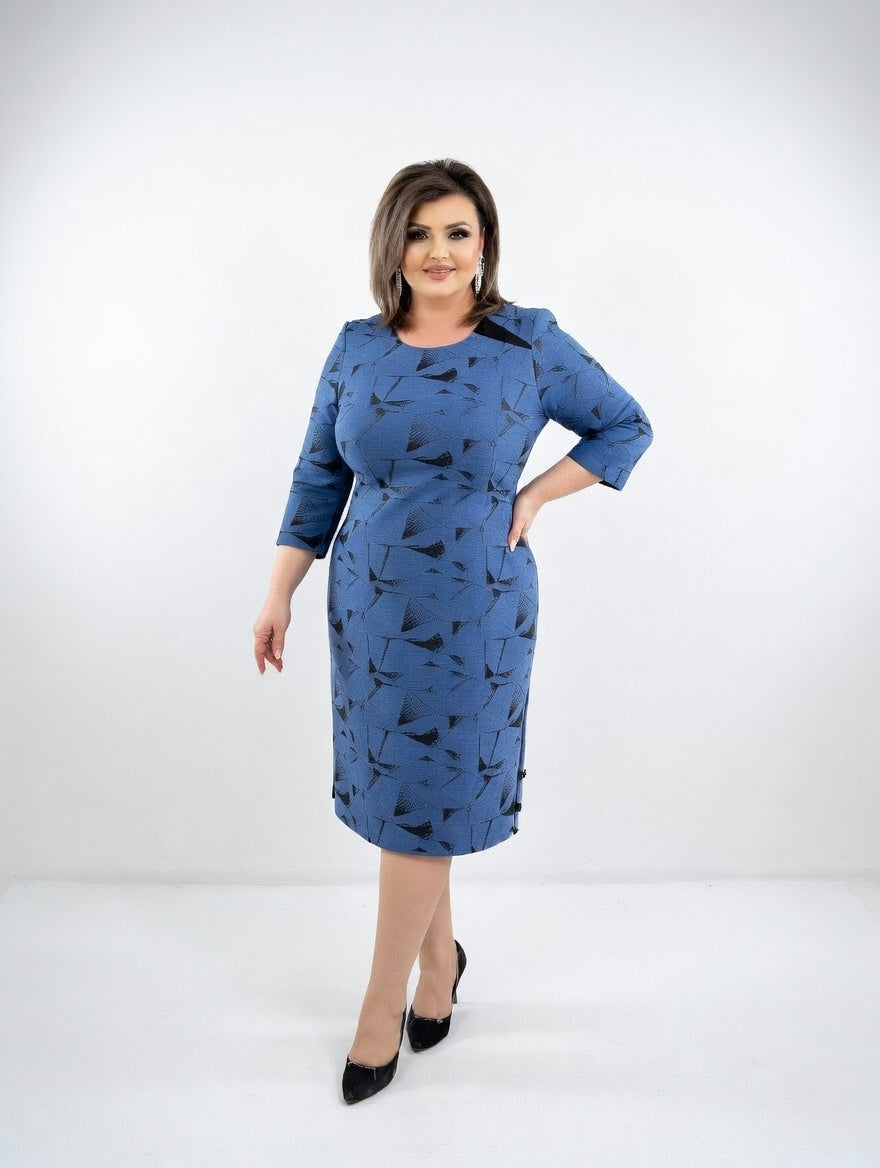 Abito midi Strutturato con Fantasia Gráfico — Eleganza Senza tempo e Comfort