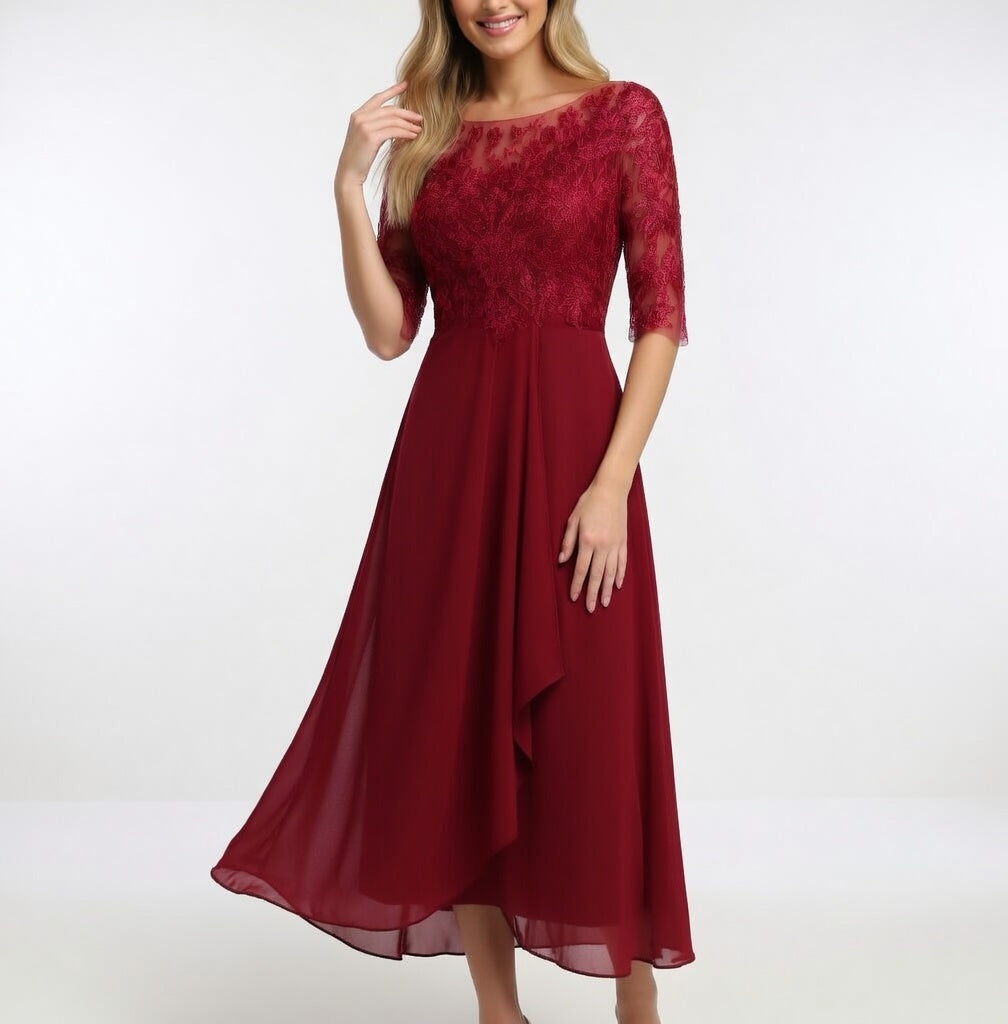 Abito midi in pizzo - Eleganza senza tempo per donna