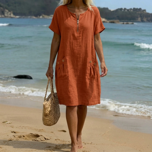 Pascale™ | Abito maxi con Cerniera Frontal.