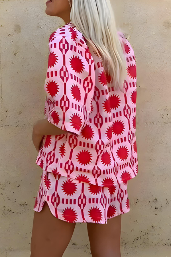 MARISSE – SET DI CAMICIA E SHORTS STILE SPIAGGIA IMPRESA
