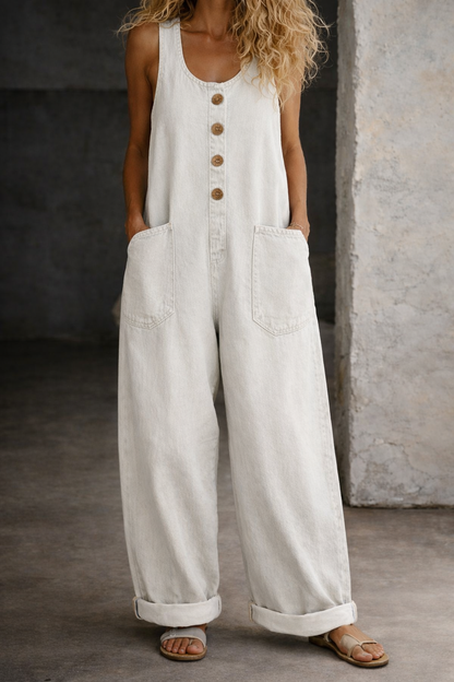 Willy | Pantalone Salopette in Denim Vintage Lavaggio