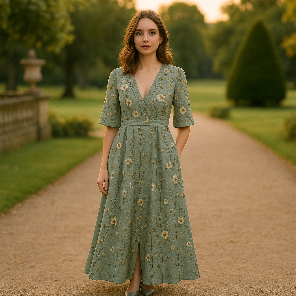 Hazel - Elegante Abito Boho con Scollo a V e Cintura