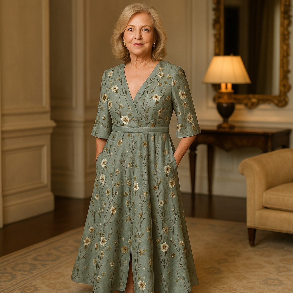 Hazel - Elegante Abito Boho con Scollo a V e Cintura