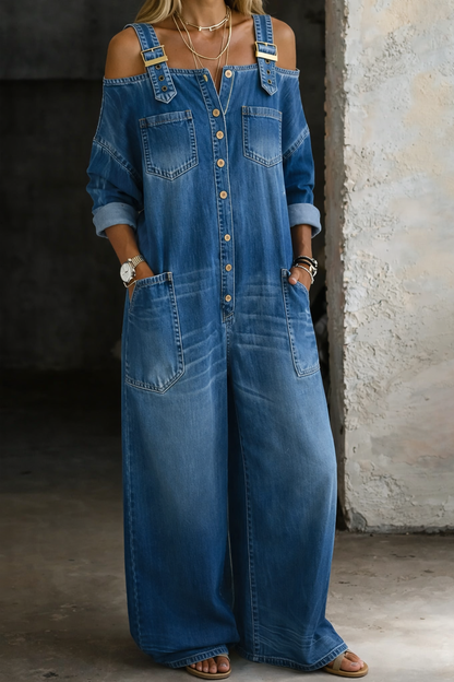Sofía | Jumpsuit in denim con spalle scoperte