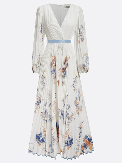Bristol - Abito maxi boho con inserti floreali