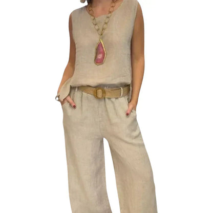Paloma | Top senza maniche bohemio e pantaloni cropped coordinato