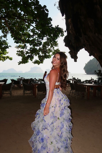ODESSA – ABITO MAXI CON VOLANT E SPALLINE TENDENCIALES