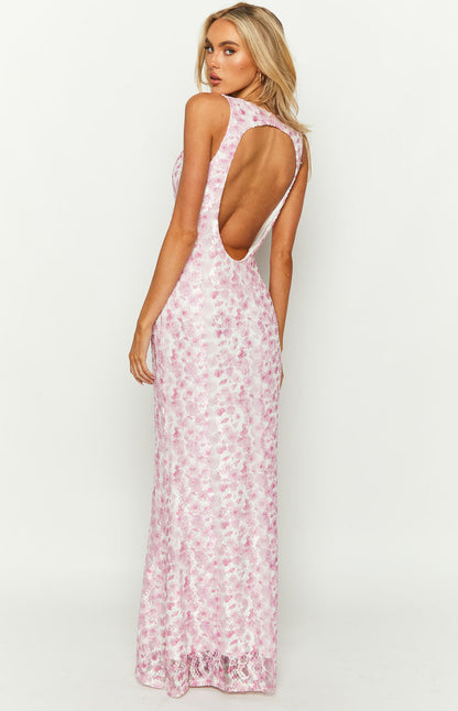 Farida - Abito Maxi di Pizzo Rosa