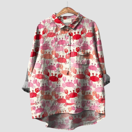 Caliri™ | 2025 – Blusa Colorida con Forma di Cangrejo