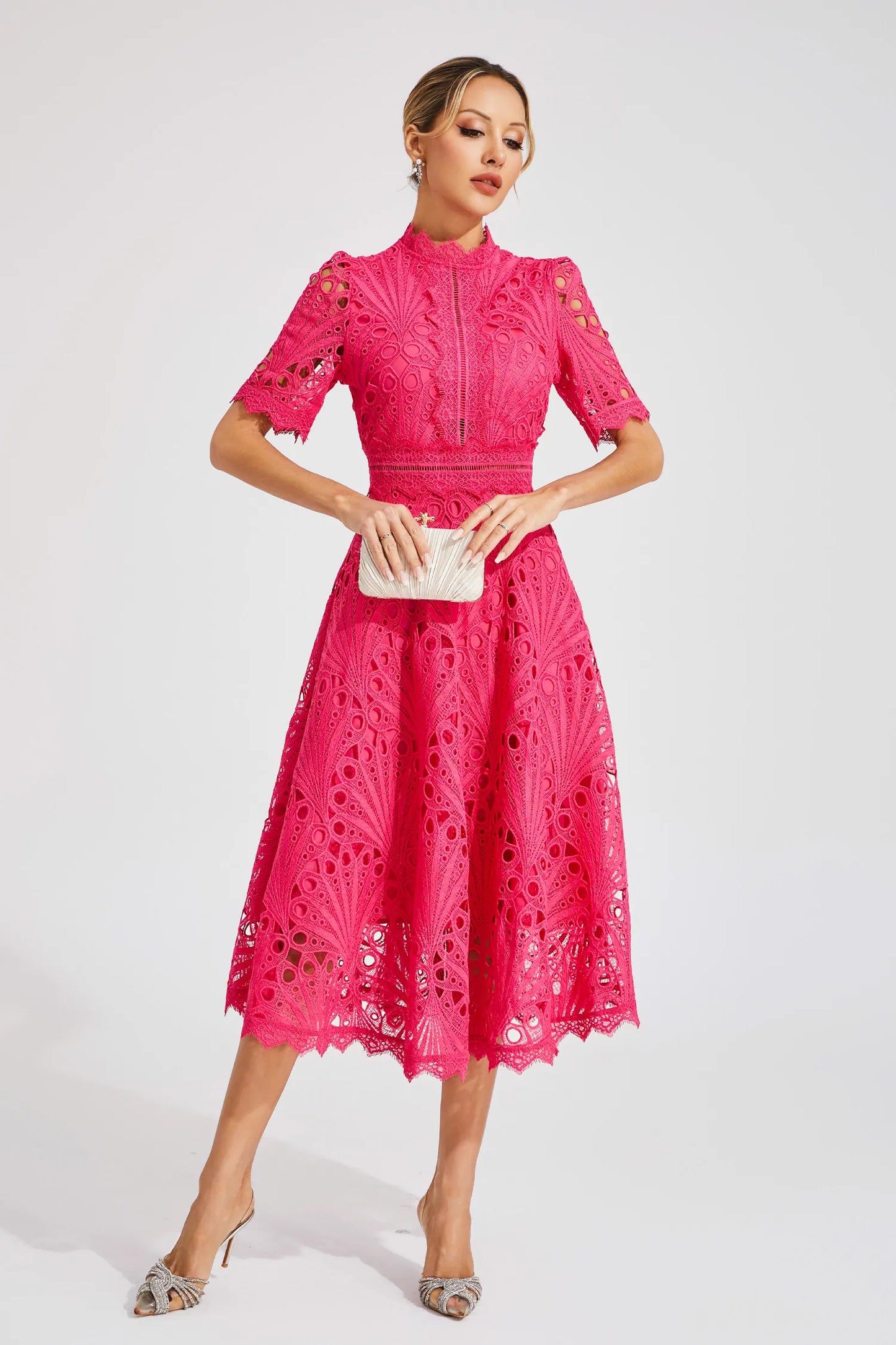 Hallie | Abito Midi di Pizzo