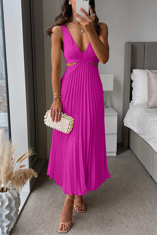 EVA™ | Abito Maxi Senza maniche con Vita Cortada e Pieghe