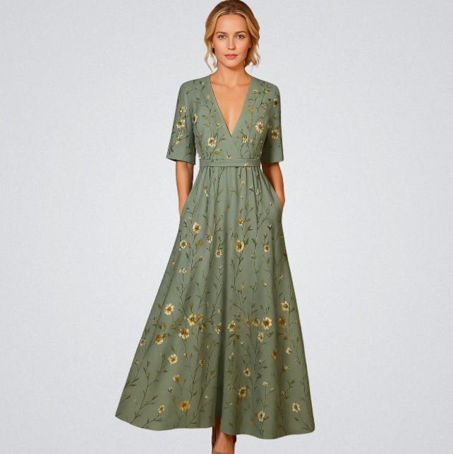 Elisa - Abito maxi Elegante con Fiori