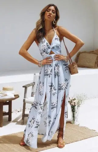 Sierra | Abito lungo Halter Floreale Bohemio