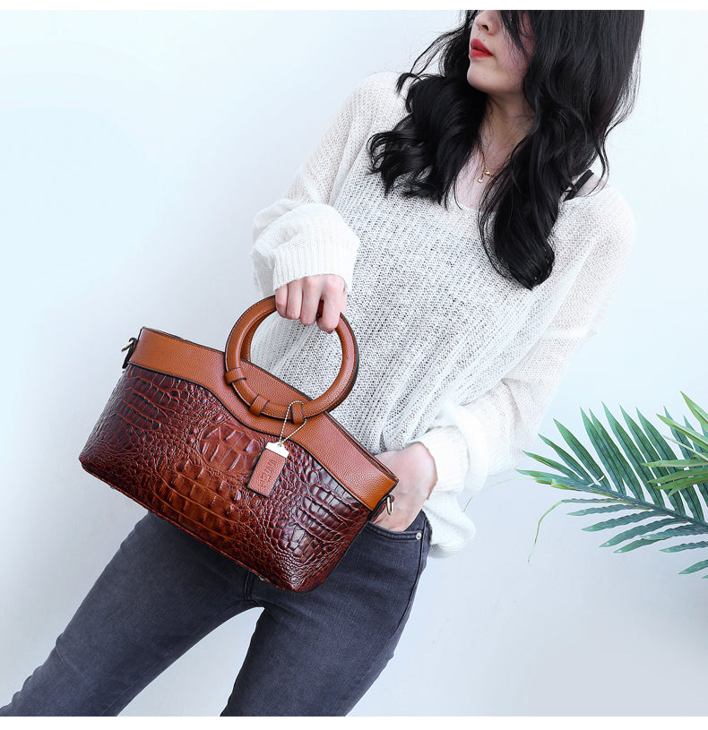 Oriana - Borsa di Coccodrillo con Gradiente Retrò
