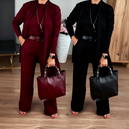 NATALIE - SET CLASSICO TRE PEZZI CON CARDIGAN