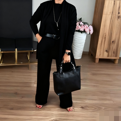 NATALIE - SET CLASSICO TRE PEZZI CON CARDIGAN