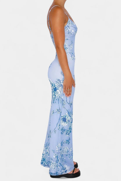 Iris Abito in pizzo Floreale Blu