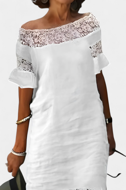 Karol Abito casual in lino con Pizzo e Collo Barco