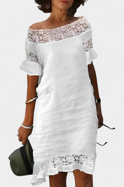 Karol Abito casual in lino con Pizzo e Collo Barco