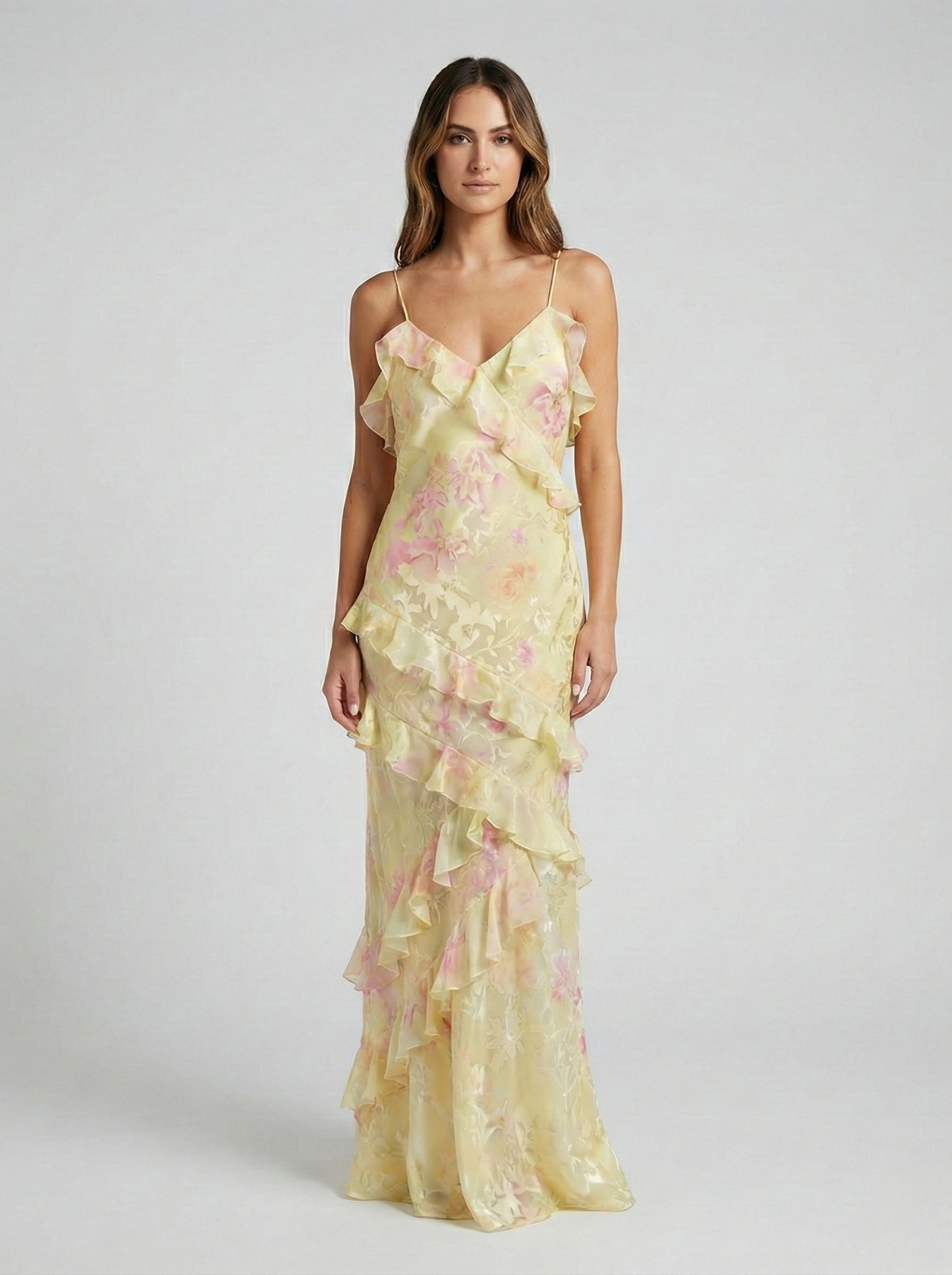 Abito maxi Ruffle Etéreo di Luna