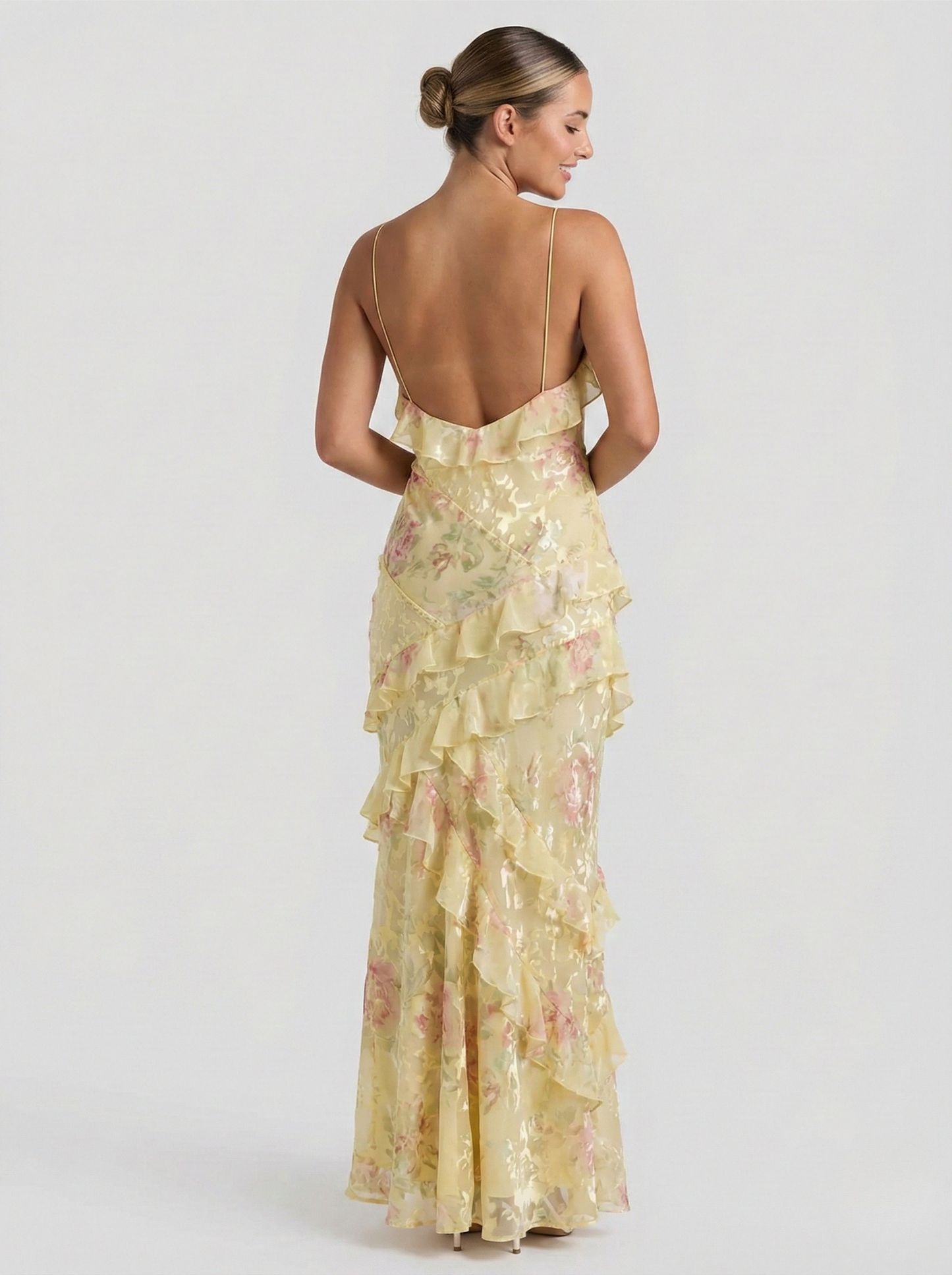 Abito maxi Ruffle Etéreo di Luna