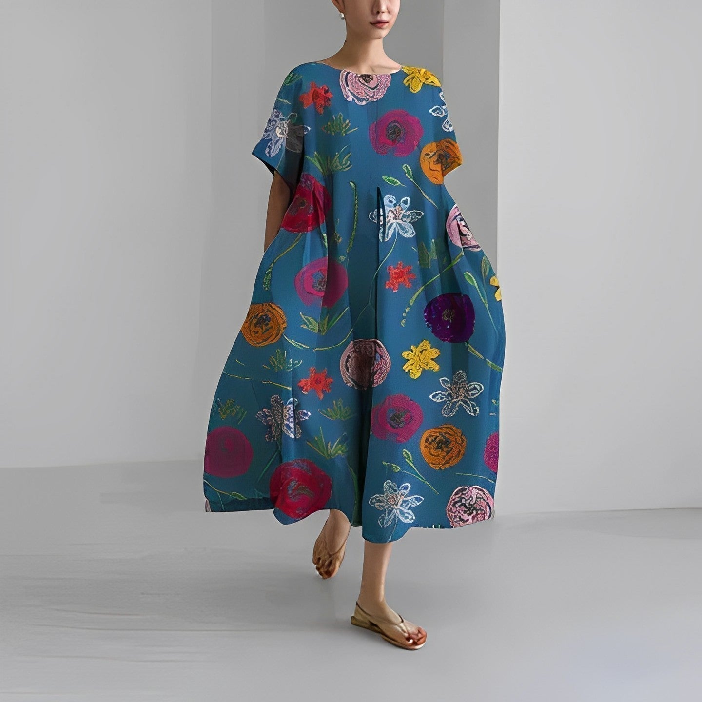 Daisy - Abito Maxi Morbido di Gran Onda Rétro