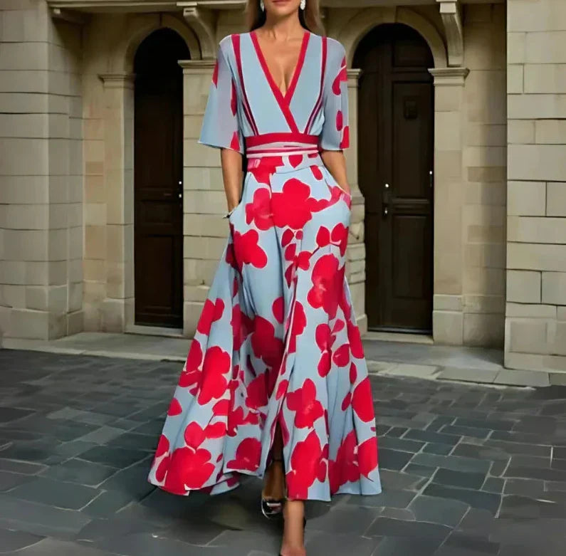 Cosette - Abito maxi Fluido Elegante con Scollo a V
