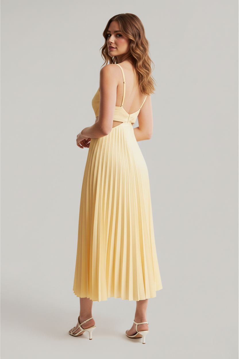 Abito midi Plissettato Elegante per Invitadas di Boda di Luna