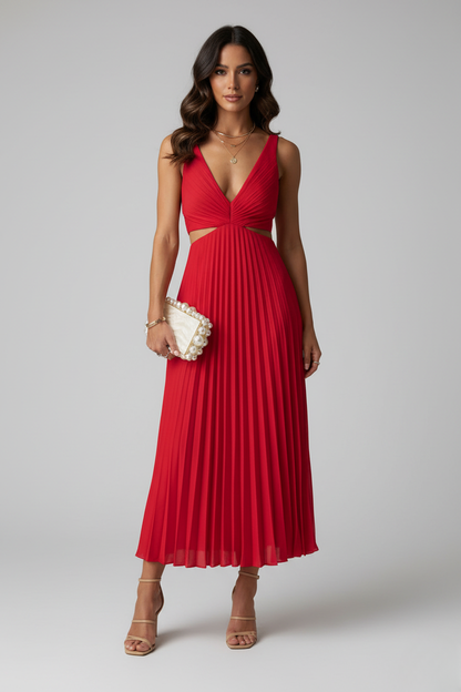 Abito midi Plissettato Elegante per Invitadas di Boda di Luna