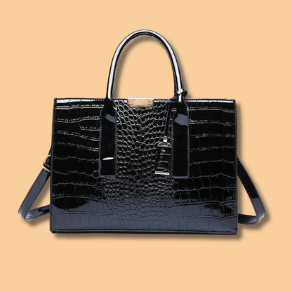 New York – Borsa a Mano in Pelle con Stampa Coccodrillo