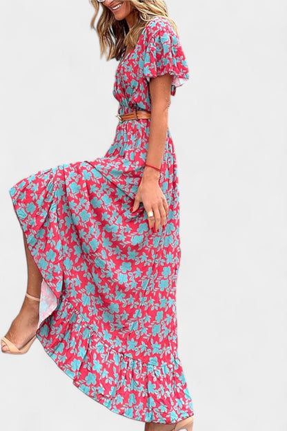 Kinslee Abito maxi di Stile Swing con scollo a V