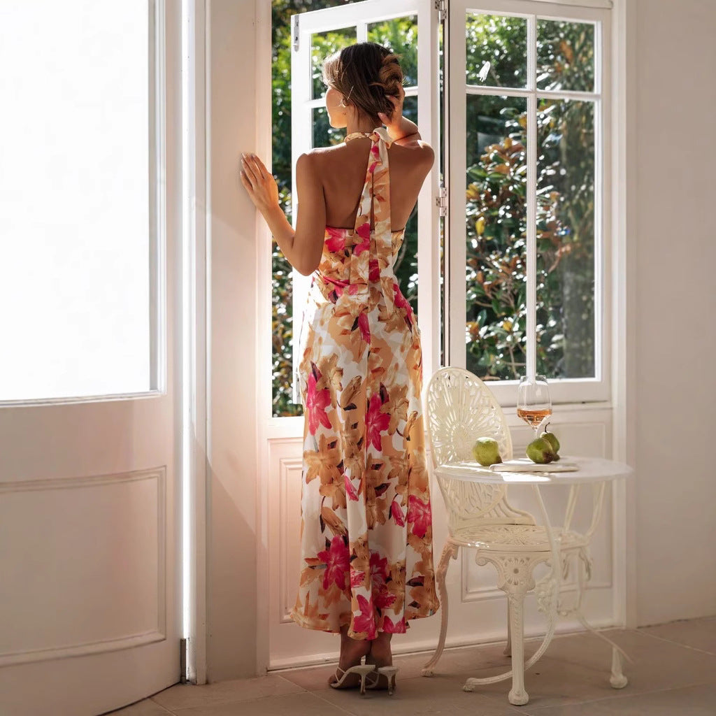 Minirva - Abito Midi di Collo Alto con Encanto Floreale