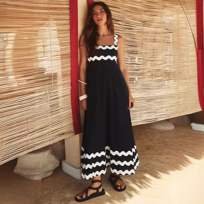Wrenley - Abito maxi Boho di Collo Desgarrado