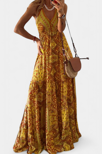 Saira Abito Vintage con Stampa floreale e Vita Alta