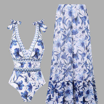EMBERLY – GONNA A PORTAFOGLIO DI PORCELANA BLU E BIANCA