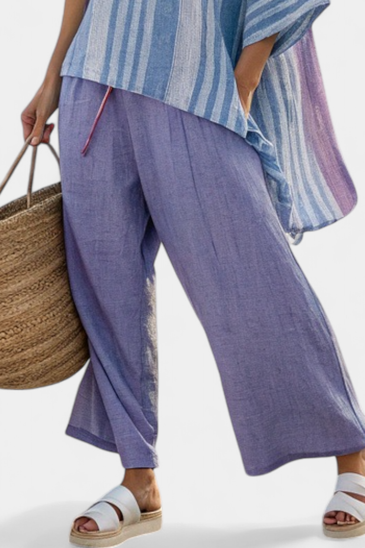 Zellora | Top elegante di Lavanda e Blu Cielo & Pantaloni di Lino