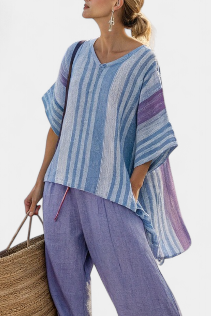 Zellora | Top elegante di Lavanda e Blu Cielo & Pantaloni di Lino