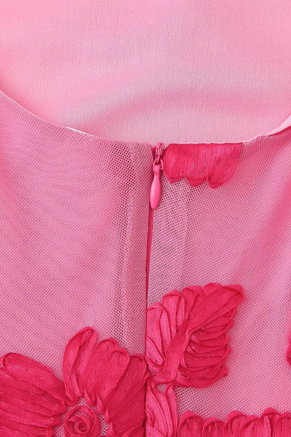 Calliope - Abito maxi in rete con applicazioni floreali