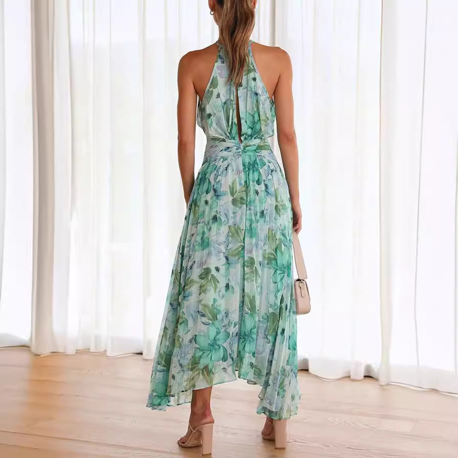 Celestine – Abito Maxi con Scollo Halter Plissettato