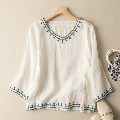 Nesta – Blusa Ricamata con scollo a V