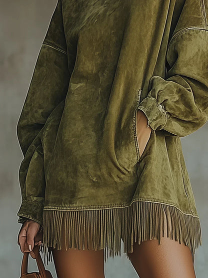 Amarinda | Sudadera Oversize con Dettaglio di Frange