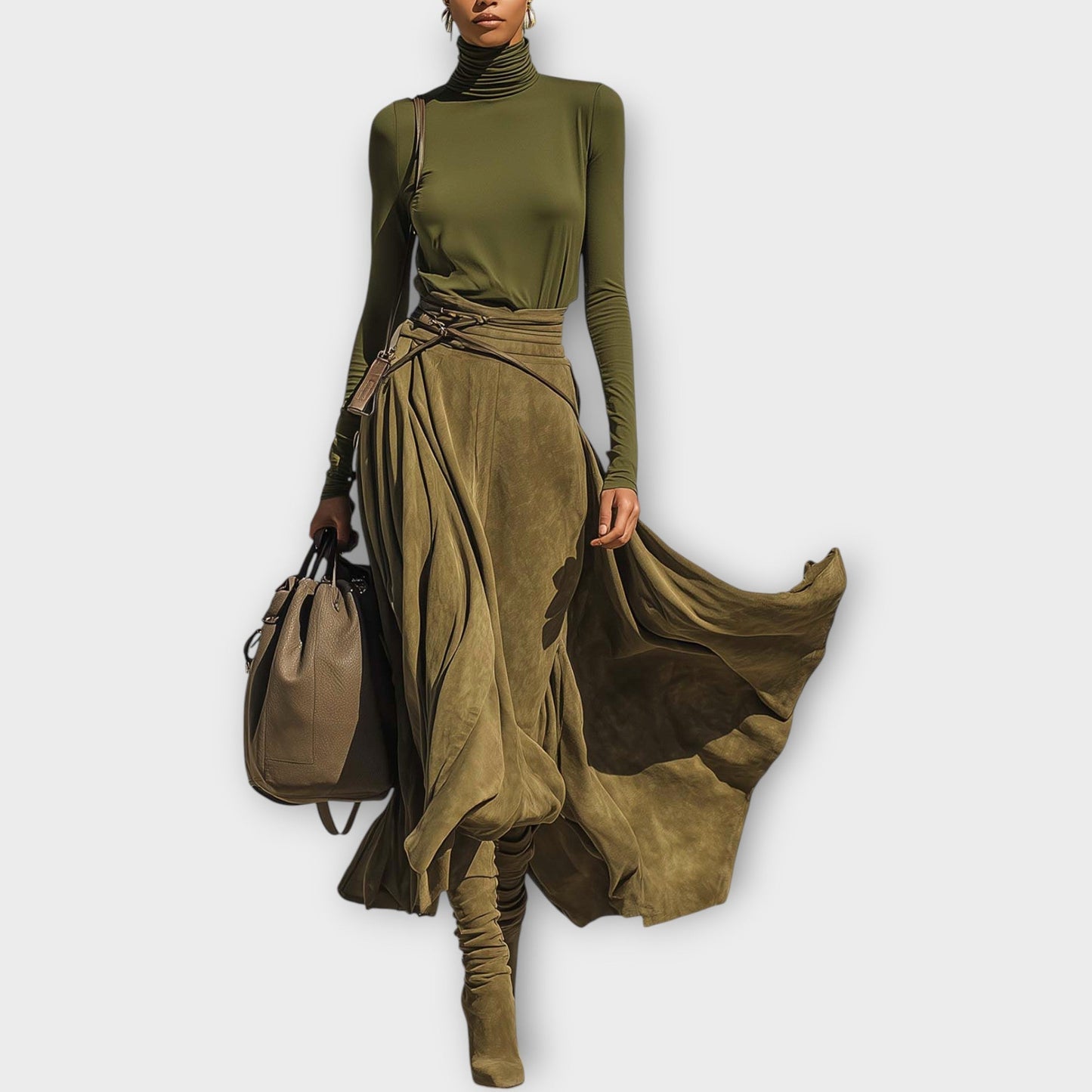 Set Gonna Flotante Oliva Luxe