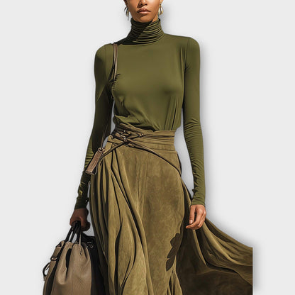 Completo con Gonna Fluida Olive Luxe