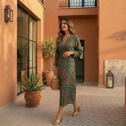 Abito midi Elegante con Stampa Senza tempo - Taglio fluido e Raffinato