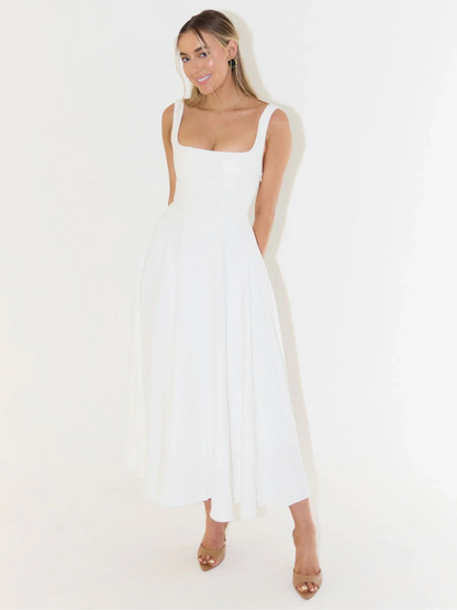 Robe Midi Elegante con Scollo quadrato - Taglio Flattering Senza Tiempo